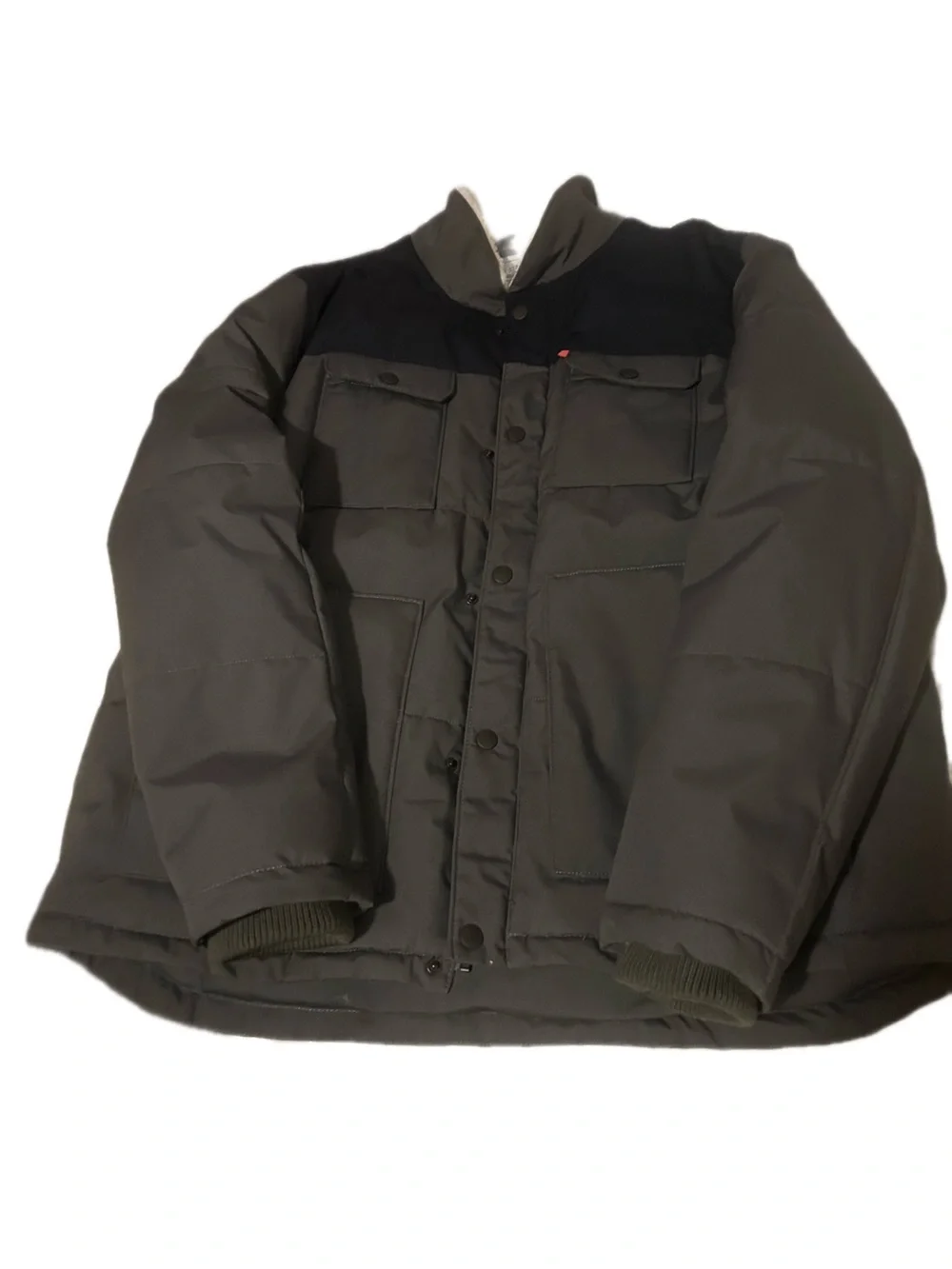 Levi's Olive Green Puffer Jacket with Black Shoulder Yoke